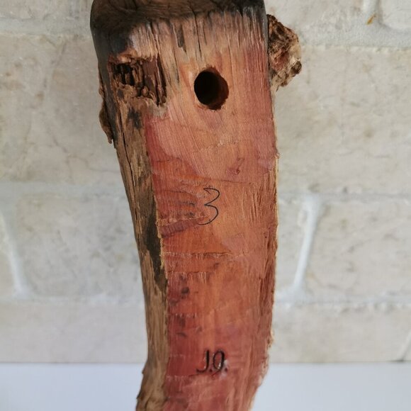 Handcarved Wood Tree Spirit Old Man Wizard Wooden Signed Carving Statue 10" - Picture 4 of 9